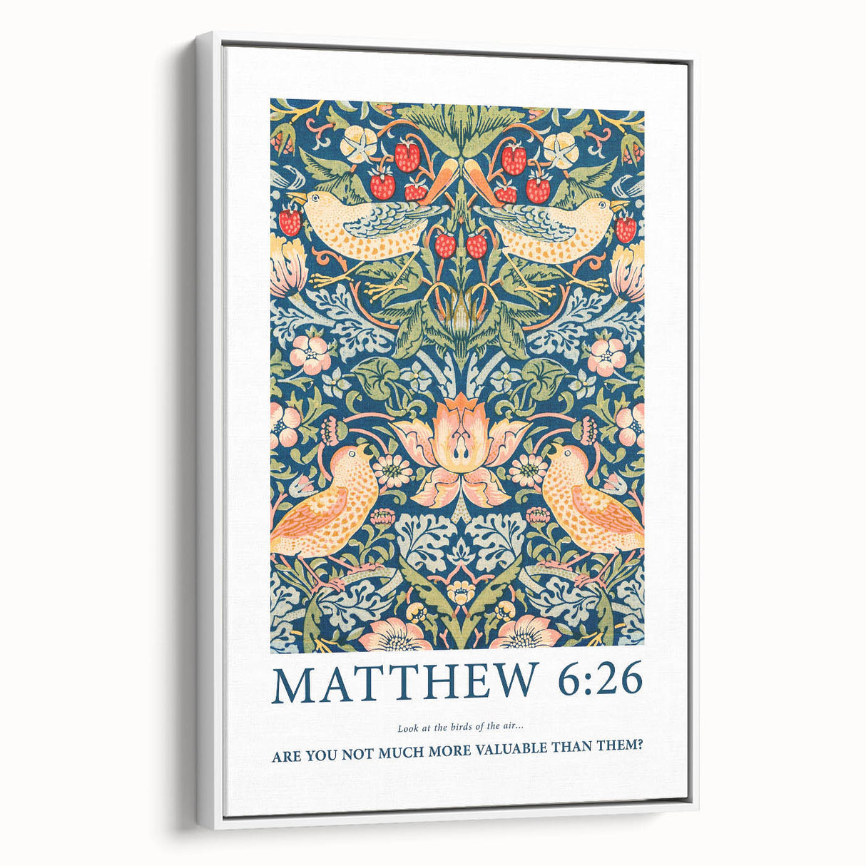 Biblical Typography Wall Art - Matthew 6:26 Floral Canvas Print