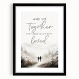 Romantic Typography Art Print - "Together They Loved" Canvas