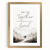 Romantic Typography Art Print - "Together They Loved" Canvas