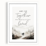 Romantic Typography Art Print - "Together They Loved" Canvas