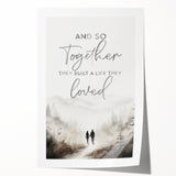 Romantic Typography Art Print - "Together They Loved" Canvas