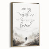 Romantic Typography Art Print - "Together They Loved" Canvas