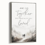 Romantic Typography Art Print - "Together They Loved" Canvas