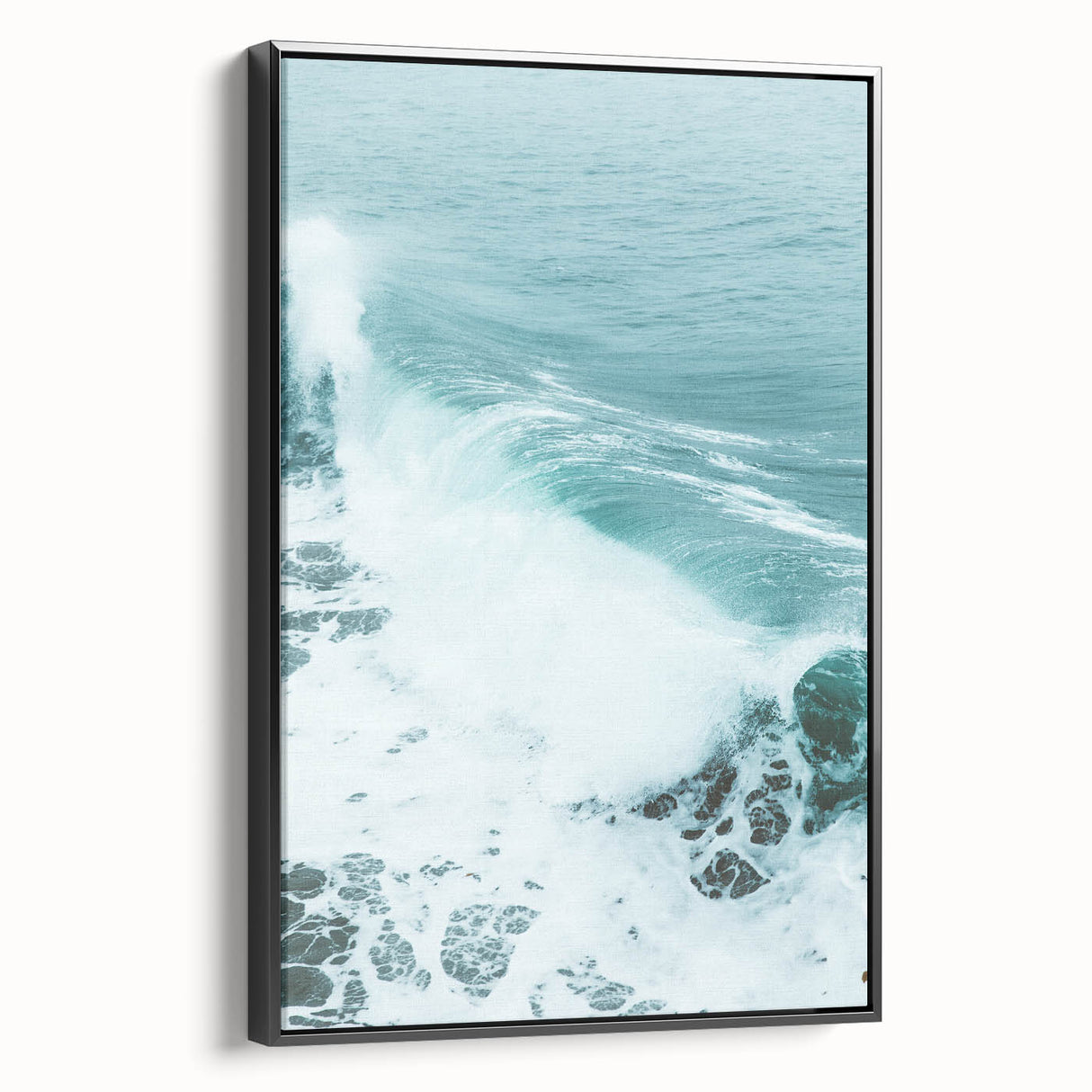 Black and white landscape art painting on framed canvas, featuring a vintage poster style, ideal for bedroom decor.