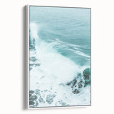 Vintage poster art on framed canvas featuring vibrant, colorful artwork, ideal for an extra large living room wall.