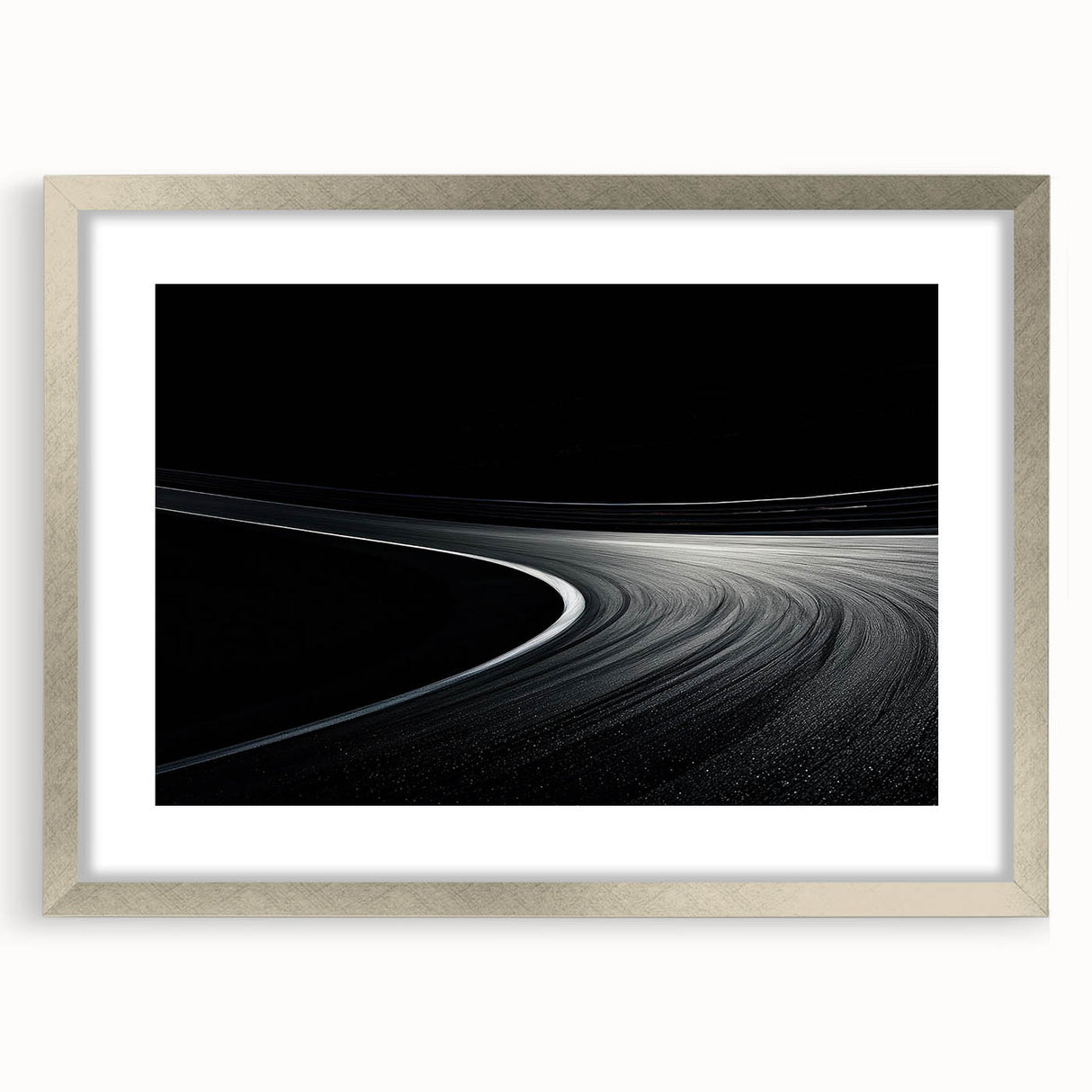 Monochrome Curved Road Wall Art – Minimalist Motion Photography