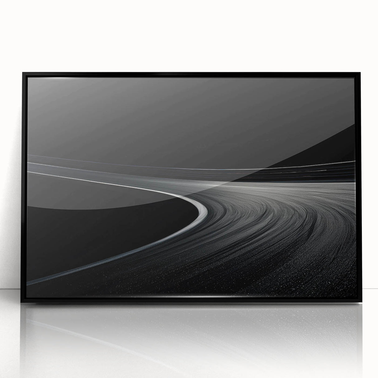Monochrome Curved Road Wall Art – Minimalist Motion Photography