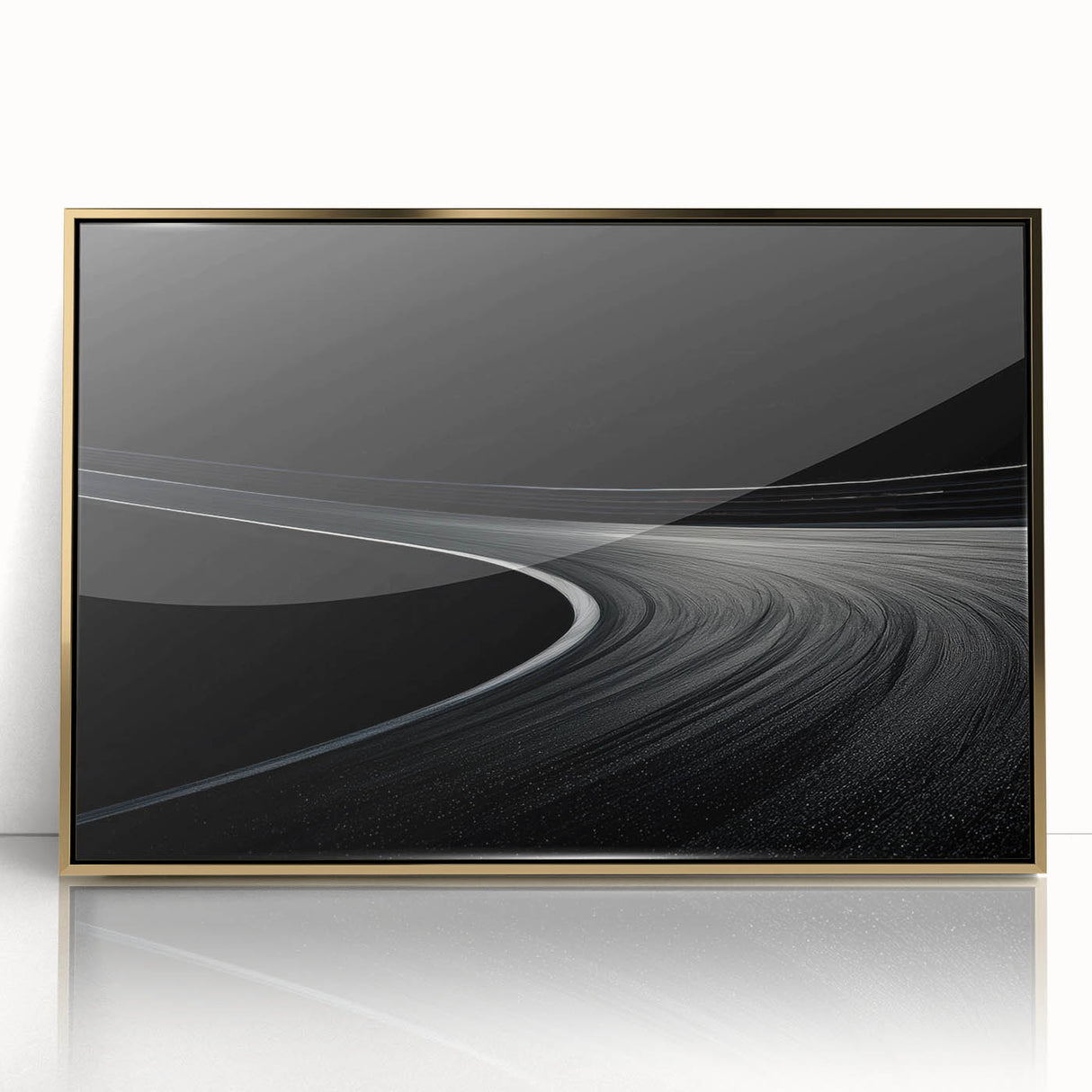 Monochrome Curved Road Wall Art – Minimalist Motion Photography