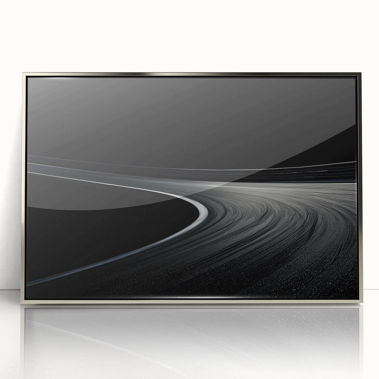 Monochrome Curved Road Wall Art – Minimalist Motion Photography