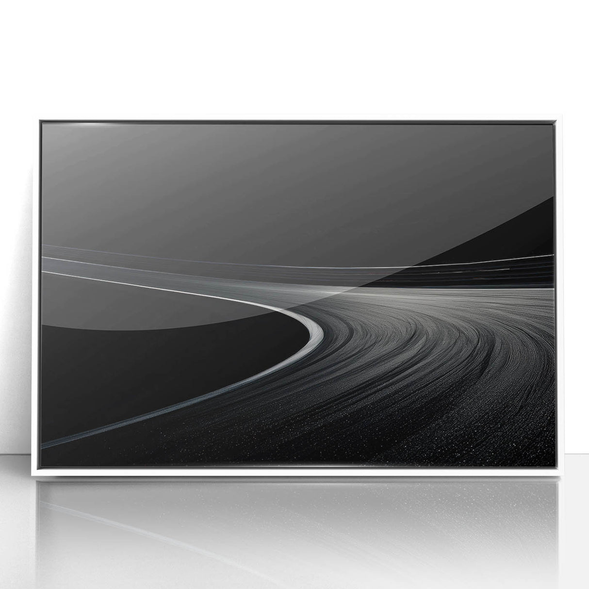 Monochrome Curved Road Wall Art – Minimalist Motion Photography