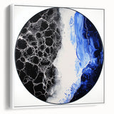 Modern Abstract Wall Art – Circular Blue and Black Canvas Print