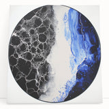 Modern Abstract Wall Art – Circular Blue and Black Canvas Print