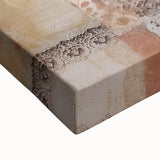 Close-up of an abstract architecture wall art design on stretched canvas, showcasing geometric patterns in vibrant colors, ideal for modern home decor.