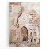 Abstract architectural wall art design on stretched canvas, showcasing geometric shapes in vibrant colors, perfect for modern home decor or office aesthetics.