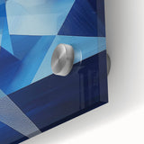 Close-up of an abstract geometric acrylic glass design showcasing vibrant colors and intricate patterns, ideal for modern home decor or artistic displays.