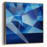 Abstract geometric framed canvas art featuring elegant silver and gold tones, perfect for modern home decor. Ideal for adding a touch of sophistication to living spaces.