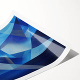 Abstract geometric rolled print showcasing vibrant colors and intricate patterns, elegantly packaged in a protective cardboard tube for easy transport and display. Ideal for modern interior decor, this artwork adds a stylish touch to any space.