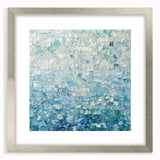 Abstract silver-framed art featuring colorful splatters on a textured mat background, ideal for modern home decor or art galleries, showcasing vibrant design elements.