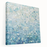 Abstract splatter art canvas showcasing vibrant colors and dynamic shapes, perfect for modern home decor. The side view highlights its stretched edges and artistic texture, enhancing any interior space.