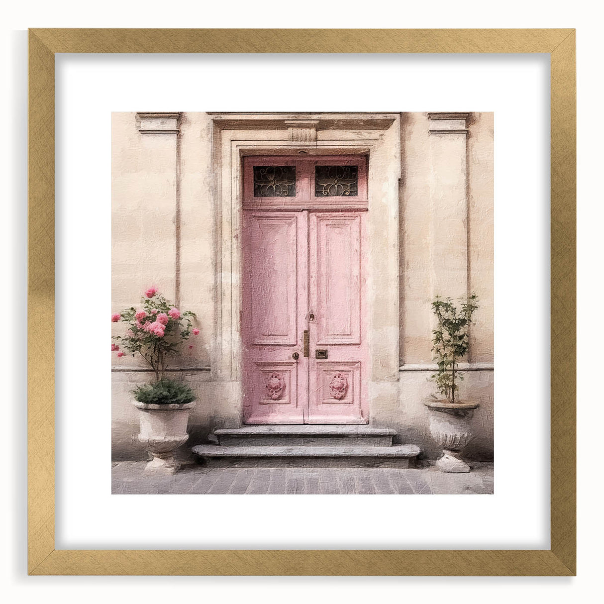 Extra large abstract art print featuring a textured design in muted gold tones, framed with a mat.