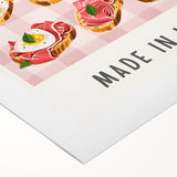 Art deco poster featuring a minimalist black and white dinnerware design on a rolled canvas.