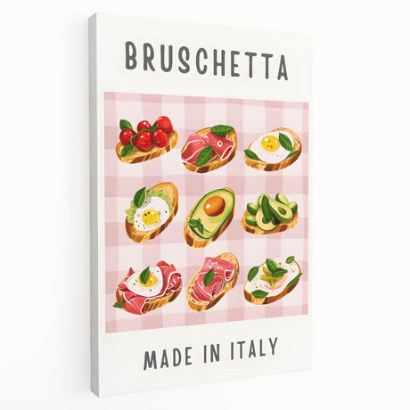 Large canvas print featuring an array of colorful dishes, ideal for kitchen wall art.
