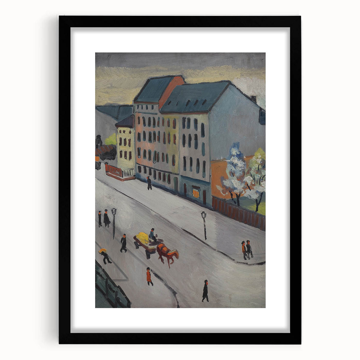 Expressionist Urban Scene – Serene Abstract Street Canvas Wall Art