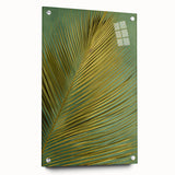 Acrylic wall art showcasing a vibrant floral design with botanical leaves, displayed in a side view with pins for mounting, perfect for adding color to any room.