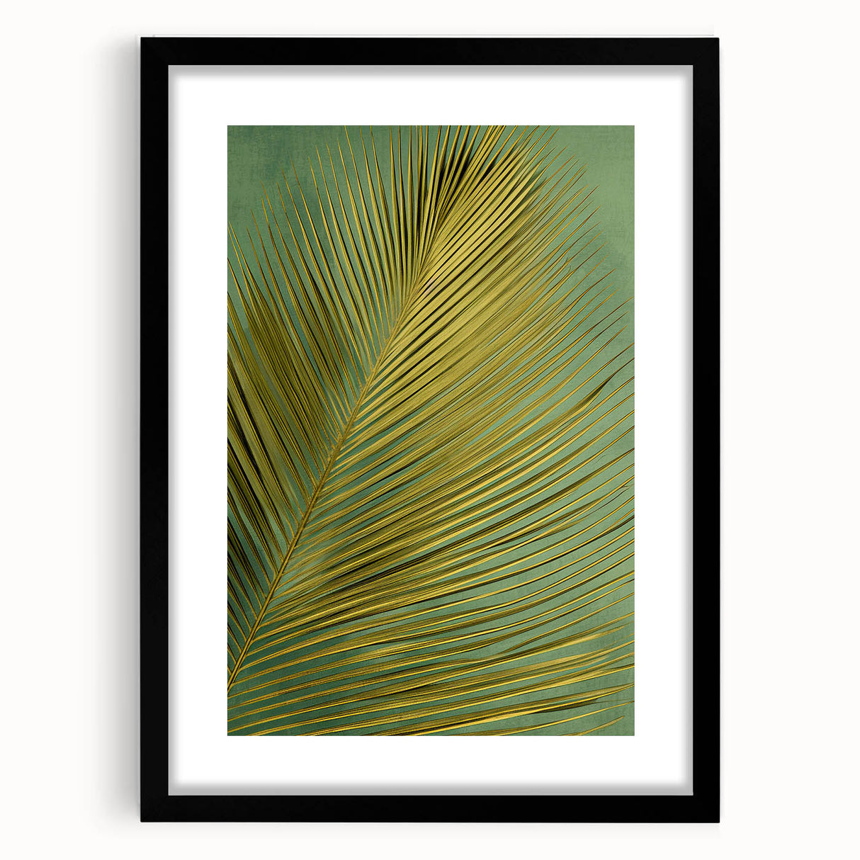 Black-framed wall art featuring a vibrant floral design with intricate leaves, elegantly matted, ideal for enhancing home decor and adding a touch of nature.