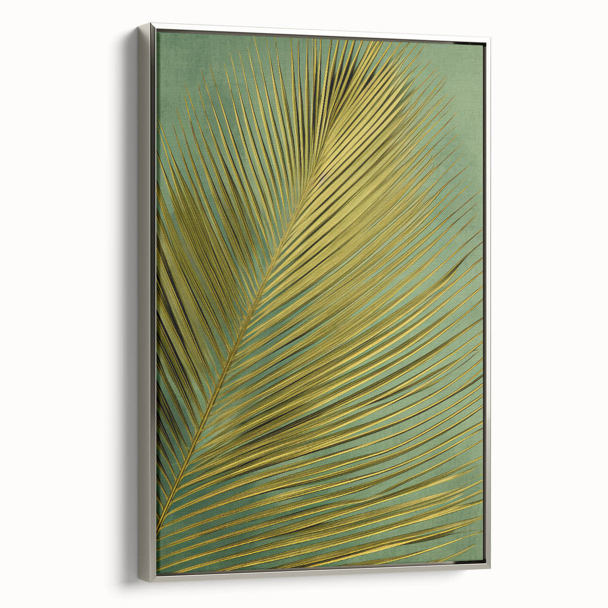 Framed wall art featuring a botanical design with colorful flowers and leaves, showcasing a silver frame and side view for elegant home decor enhancement.