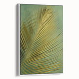 Framed canvas wall art showcasing a vibrant floral and botanical design in shades of green and yellow, displayed from a side view against a white background. Perfect for home decor.