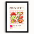 Extra large abstract art print featuring colorful, textured food dishes on a black framed canvas.