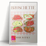 Acrylic framed poster depicting various stylized food dishes in art deco style, with a white border.