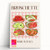 Black and white stretched canvas featuring an array of food dishes, ideal for kitchen wall art.