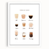 Abstract art print featuring swirling blue and green patterns on a white framed canvas, ideal for dining room decor.