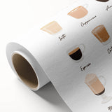 Art deco poster featuring stylized food and drink motifs on a rolled canvas, ideal for dining room wall art.