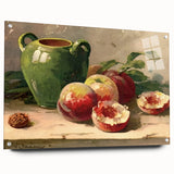 Acrylic glass print of colorful abstract fruit design, suitable for dining room or bedroom decor.