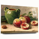 Large abstract wall art featuring an array of fruits in vibrant colors on acrylic glass.