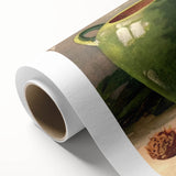 Art Deco style poster featuring assorted fruits in vibrant colors on rolled canvas, ideal for nursery wall art.