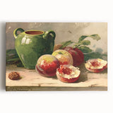 Large black and white stretched canvas featuring a variety of fruits, ideal for kitchen wall art.