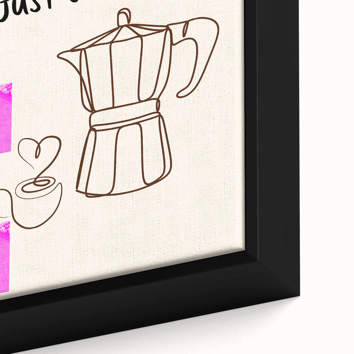 Close-up of textured black wall art featuring colorful, inspirational food-related words on a framed canvas.
