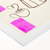 Art deco poster featuring a stylized food motif in bold black and gold tones on a rolled canvas.