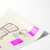 Extra large wall art featuring line art flowers in black on a white background, ideal for large living room decor.