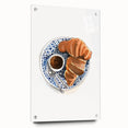 Acrylic glass print of assorted pastries in vibrant, realistic colors, ideal for dining room decor.