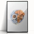 Large abstract wall art featuring assorted pastries in muted earth tones, framed in black acrylic.