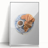 Art deco poster of assorted pastries in soft pastel hues, framed in white acrylic, suitable for nursery wall art.