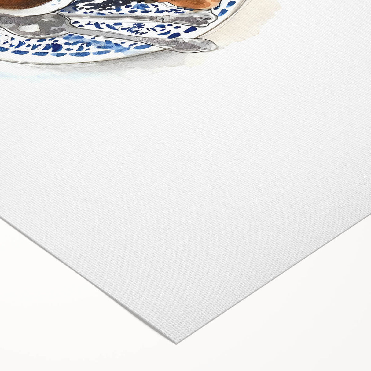 Art deco poster featuring assorted pastries in soft pastel hues on rolled canvas, suitable for dining room decor.
