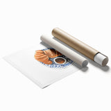 Extra large rolled print featuring an assortment of pastries in soft watercolor tones, ideal for classy bathroom wall art.