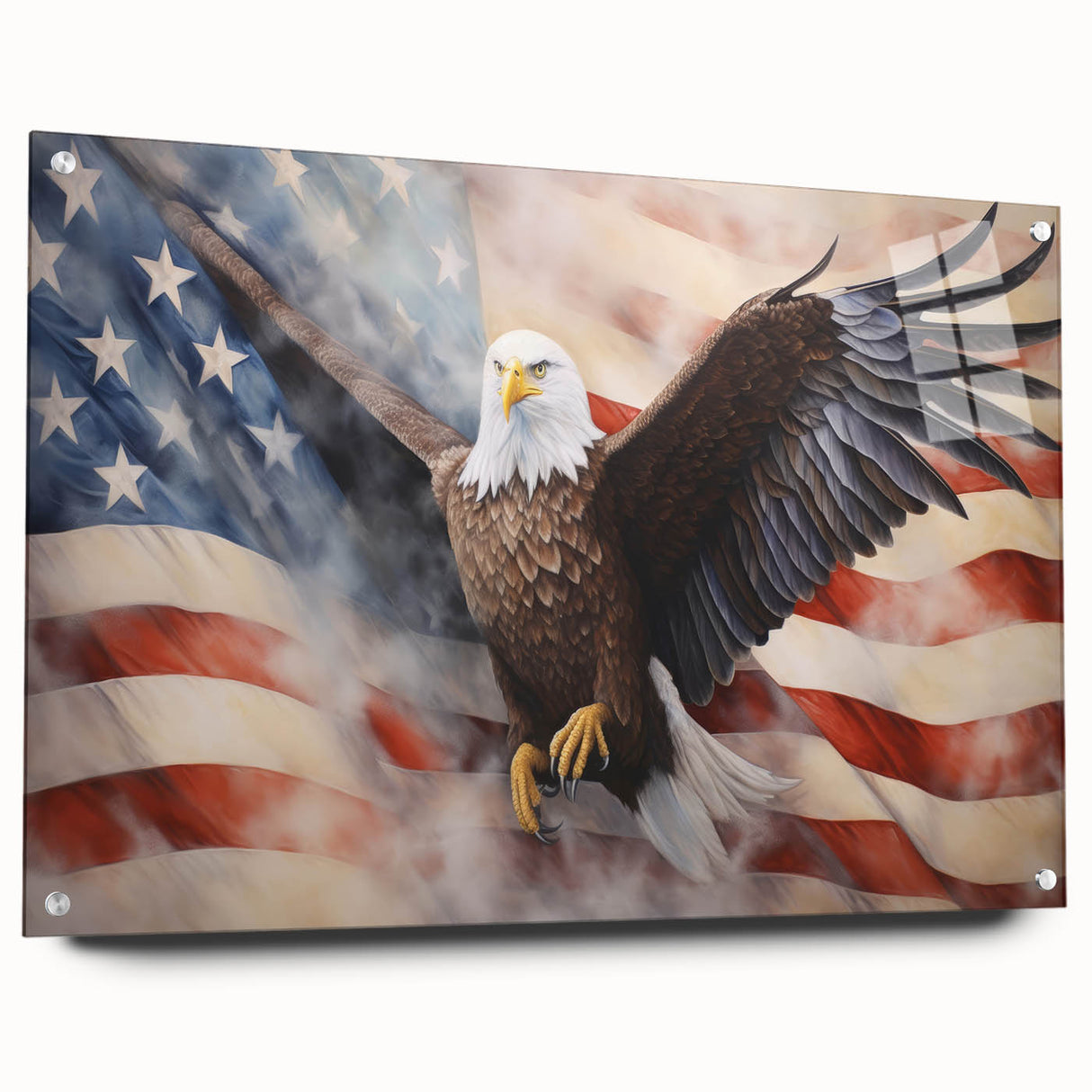 Majestic Bald Eagle & Flag - Independence Day Wall Art
