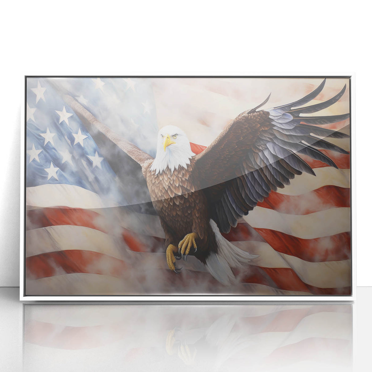 Majestic Bald Eagle & Flag - Independence Day Wall Art